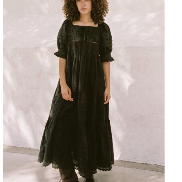 Christy Dawn Shaina Dress, black silk/cotton, M, NWT - Picture 2 of 12